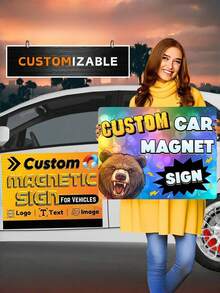 1pc Customizable Large Magnetic Car Sticker - Available In Square, Round, Rectangular Shapes, Durable And Reusable, Suitable For Cars, Trucks, Commercial Advertising, Home Decor, Also Makes A Great Gift For Birthday, Christmas, Holidays - Multicolor - View 5