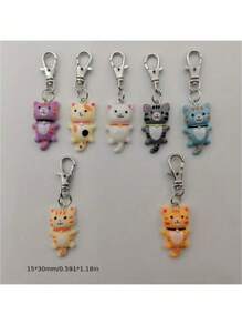 10pcs Cute 3D Flower Cat Resin DIY Accessories - Earrings, Pendants, Keychains, Bracelets
