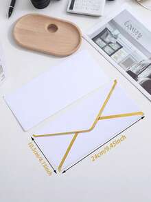 5pcs Colorful Envelopes With Golden Borders, V-Shaped Adhesive, Creative High-End European Business Envelopes, Thick Paper, Suitable For Holidays And Back To School, Gift Giving - Multicolor - View 8