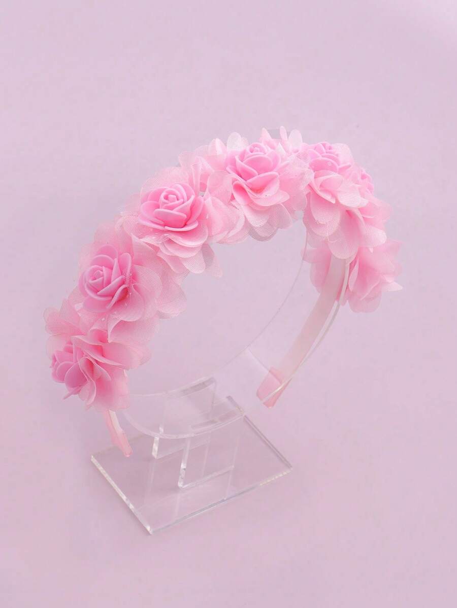 1pc Fashionable And Elegant Pink 3D Flower Headband