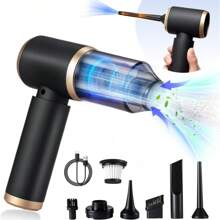 1 pieza Aspiradora inalámbrica 3 en 1 integrada y sopladora, recargable por USB, para lavar el coche, eliminar el polvo, limpieza del hogar, secar el pelo, etc.