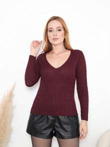 Women's Blouse Simple Casual Wool-Like Fabric Unused V-Neck Blouse Office Home Street Travel Bachelorette Party Garden Beach Night 2025 - 馬薩拉紅 - 查看 6