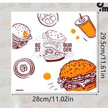 20/50/100张，28cm*29.5cm三明治汉堡薯条印花吸油纸食品纸垫