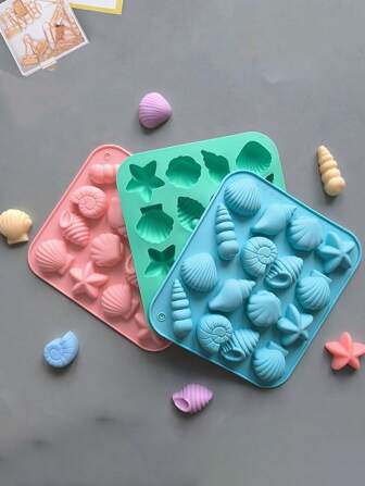16-Hole Ocean Theme Silicone Mold, Ocean Style (Sea Shell, Conch, Starfish), Very Suitable For Baking, Epoxy Resin Projects, Ice Tray Molds. Ocean Style Silicone Silicone Mold - Shell Conch Starfish Mold Chocolate Mold - Drop Mold - Baking Mold