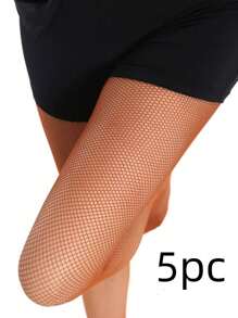 Para rajstop z siateczki do tańca latynoskiego w kolorze karmelowym z kroczem, skarpetki do tańca odporne na zużycie, siateczka w kształcie ryby