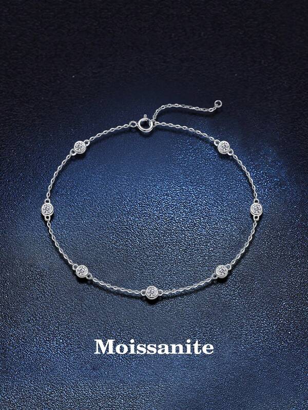 BLOVEMEE 1pc Elegant 925 Sterling Silver Moissanite Bracelet, Suitable For Women To Wear Daily, Commuting, Party, Vacation, Birthday, Valentine's Day, Mother's Day, Easter, Wedding Anniversary, Christmas - Women's Jewelry Gift