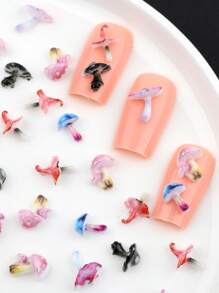 100 pezzi di decorazioni per unghie a forma di fungo fluorescente con glitter e paillettes, decorazioni per unghie cute per manicure, accessori per arte di unghie in stile Y2K in metallo premium a forma di cuore, kit per unghie fai da te, accessori per unghie, gemme per unghie, set per unghie, forniture per salone di bellezza, articoli essenziali per tecnici di unghie