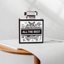 10pcs Creative Minimalist Perfume Bottle Shaped Gift Boxes, Ins Style Black & White Foldable Candy/Present Package Boxes, Festival Party Decorations