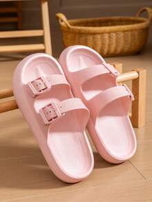 Unisex Thick-Sole Outdoor/Indoor Slippers, Comfortable, Elegant For Street, Beach, Bathroom Use, Anti-Slip & Soft - Pink - View 6