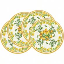 Lemon Flower Summer Placemat Set 4-Piece, 15-Inch Round Seasonal Wildflower Table Mat, For Party Kitchen Dining Decor