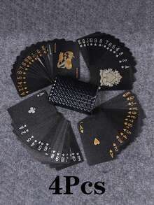 1件54张彩色黑金卡牌游戏卡组防水多人游戏卡牌套装魔术包结婚派对生日节日桌游礼物收藏 - 黑色 - 查看 11