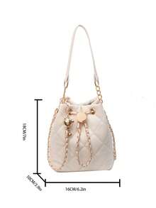 Dedoo 2024 New Women's Quilted Chain Strap Shoulder Bucket Bag - White - View 8