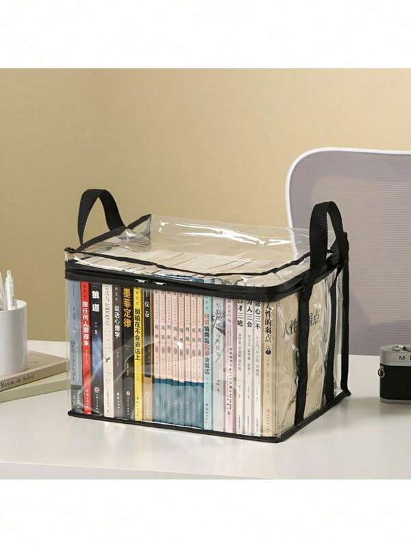 Foldable Book Box, Student Dormitory Classroom, Book Storage Box, Transparent Waterproof Household Book Sorting And Storage Box