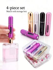4-Piece Boxed Perfume Distribution Bottle, Bottom Direct Filling Perfume Bottle, Reusable Fine Water Spray Bottle, Makeup Water Bottle, Perfume Distribution Tool, With Storage Box, Available In A Variety Of Colors, Birthday Gifts For Family And Friends, Holiday Gifts,Portable For Travel 5ml
