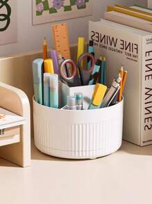 1pc Desktop Rotating Cosmetic Brush Holder, For Storage Of Eye Shadow, Lipstick And Brushes, Easy To Access Small Tools, Knives, Eyebrow Pencils, Razors, Office Stationery, Etc. It Is A Multifunctional Rotating Holder For Household Use And Organizing Cosmetics, Great As An Accessory Or Fun Gift.,For Holiday Beach, Bathroom Collection, Bedroom Collection, Large Capacity