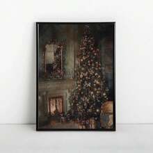 1pc Canvas Art Print,A Christmas Tree With A Classical Mood,Wood Framed Painting (1) Thickness 2. 5 Cm/ 1 Inch-Home Decoration For All Occasions,Ideal New Year, Valentine's Day,Thanksgiving,Easter,Christmas Gift,Room Decoration Aesthetic,Wall Decoration Art,Perfect Gift,Autumn And Winter Wall Decoration,Living Room Decoration, Bedroom Decoration, Kitchen Decoration, Entry Decoration, Bathroom Decoration, Direct Wall Painting, High Quality Wall Painting Poster,Modern Home Decoration Stretched And Framed Ready To Hang - Black - View 6