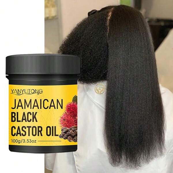 100g Jamaican Castor Oil Hair Care, Pure Natural Cold Pressed, Moisturizes And Nourishes The Scalp And Hair Roots, Smoothes And Repairs Dryness, Split Ends, Prevents Dryness, Breakage, Tangling And Hair Loss, Makes Hair Thicker, Stronger And Healthier, Suitable For All Hair Types Including Curly Hair.