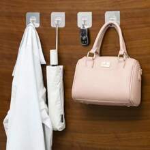 5/10/15pcs Transparent Adhesive Hooks, Multi-Function Kitchen Organizer Wall Hooks, Non-Slip Wallpaper Design, Kitchen Accessories