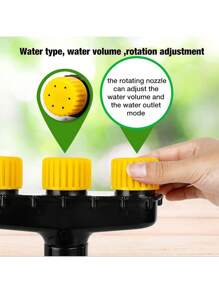 Multi-Nozzle Garden Hose Sprayer - Adjustable Spray Patterns For Lawn Care, Watering Vegetables & Flowers, Durable Plastic Design, Suitable For US Gardens, Stylish Black With Yellow Accents, High Efficiency Watering Tool