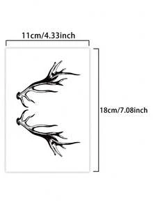 1Pc Antler Temporary Tattoos Semi Permanent Tattoo Waterproof Sweatproof Last For 1-2 Weeks Realistic Herbal Juice Anti-Friction Non-Reflective Faux Black Fake Tattoos For Woman And Men Tattoo Stickers For Arm, Chest, Leg, Abdomen, Waist, Finger, Neck, Spine, Modernist Body Art - Black - View 4