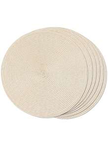 Set de 6 manteles individuales redondos tejidos a mano de 15 pulgadas, aptos para lavado, resistentes al calor, para mesas de comedor. Manteles individuales populares europeos y americanos, aislantes, decorativos, disponibles en varios colores