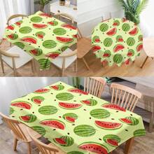 1pc Watermelon Print Table Cloth, Modern Polyester Rectangular Or Round Waterproof Tablecloth, Digital Printing Suitable For Living Room, Outdoor Dining Table, Small Round Table