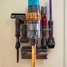 Space-Saving Wall-Mounted Vacuum Cleaner Head Holder - Easy Install, Durable Plastic Organizer With Utility Hooks, Utility Hooks