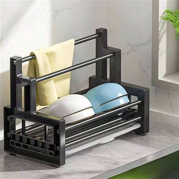 1 pieza Organizador de acero inoxidable, almacenamiento de baño, soporte multiusos para esponjas de cocina, rejilla para fregadero del hogar