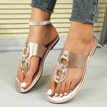 1 Pair Shiny Fashion Women Flip Flops, Hollow Design Elegant Outdoor Sandals, Party & Casual Non-Slip Ladies Shoes
