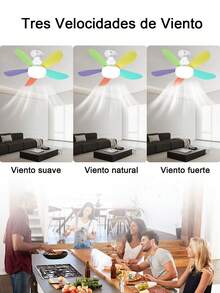 Lámpara De Techo Y Ventilador De Techo  En 3 Colores Con Luz, Control Remoto De La Temperatura De La Luz De Intensidad Regulable, Montaje En El Techo Moderno Con Control Remoto, Lámpara De Ventilador De Techo Led Con Enchufe Inteligente E27 - Multicolor - Ver 4