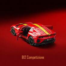 Burago 1:64 Escala Réplica en Miniatura de Coche de Carreras Diecast Matchbox, Regalo de Cumpleaños para Hombres, Juguete de Coche de Carreras, Autorizado Oficial - FERARI 812 COMPETENCIA - Ver 2