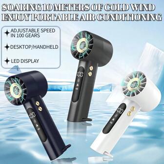 Ventilateur à main portable rechargeable par USB 100 vitesses avec batterie 1800mAh et boussole, ventilateur d'été portable pour l'extérieur