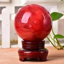 1 bola de cristal de quartzo vermelho deslumbrante - design de mármore semitransparente, tons vibrantes de vermelho e laranja, decoração exclusiva para casa e escritório, presente perfeito para feriados, dia das mães, festas e ocasiões especiais, decoração para casa | Bola de cristal vibrante | Superfície polida