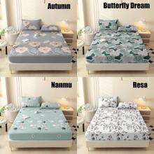 3pcs Fitted Sheet Set, Printed Fitted Sheet Set (Including Pillowcase, No Filling), 100% Polyester Fabric Printed Fitted Sheet & Bed Cover Set, Washable, Modern Minimalist Home Bedding