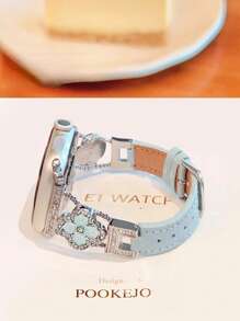 New Plum Blossom Leather Strap Compatible With 38/40/41/42/44/45/46/49mm Compatible With Apple Watch Strap Ultra/S10/9/8/7/6/5/4/3/2/1