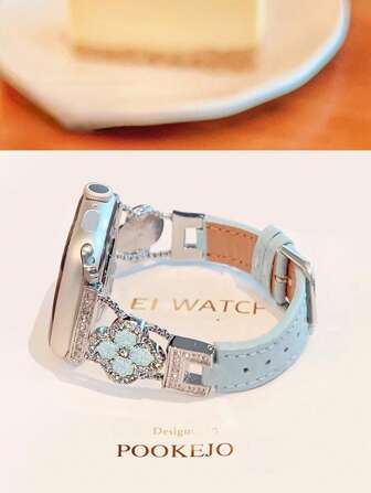 New Plum Blossom Leather Strap Compatible With 38/40/41/42/44/45/46/49mm Compatible With Apple Watch Strap Ultra/S10/9/8/7/6/5/4/3/2/1