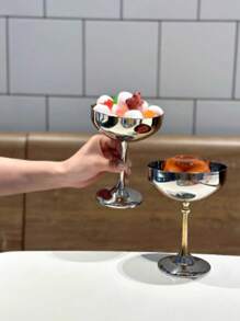 Luxury Stainless Steel Ice Cream Cups - Elegant TallFooted Dessert Bowls, 304 Stainless Steel, Perfect For Home, Bar, KTV, Restaurant Use - Chic Tableware Accessories, Ice Cream Party Decorations