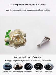1pc Jasmine Flower Air Freshener, Car Air Vent Clip Decoration, High-End Interior Accessory, Air Conditioning Outlet Decoration, Pink, Yellow, Green Color, Floral Design