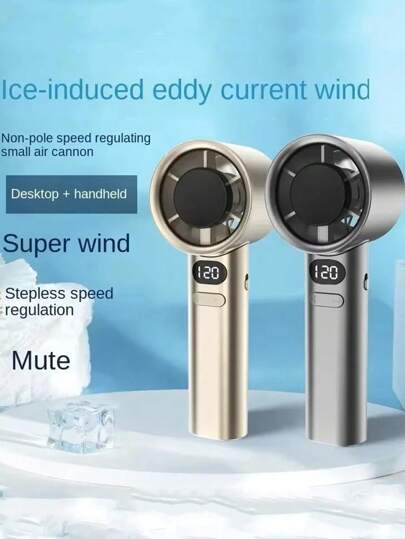1 件 USB 可充电手持迷你风扇，120 档可调速度，数字显示，强劲涡轮风，适合家庭、学习、办公室、家务、户外、海滩、日常使用