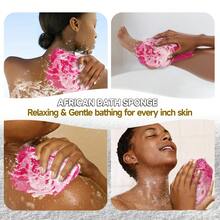 2 piezas de esponja africana auténtica de SubSahara - Exfoliante para todo tipo de piel, esponja de baño para cara y Body, portátil para viaje, duradera, exfoliación suave - Rosa oscuro y rosa claro - Ver 4