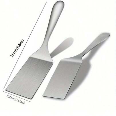 1 件不锈钢铲 - 扁平煎饼、牛排和煎锅烹饪铲，耐用的厨房工具，配有符合人体工程学的手柄