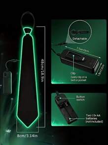LED Light-Up Necktie - Neon EL Wire, Clothing Accessory For Jackets And Shirts, Suitable For Parties, Performances, Halloween, Role-Playing, Bar Atmosphere - Elegant Style, Batteries Not Included