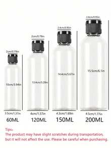 1/3/5 Piezas Botellas de Viaje, Botellas de Hombro Redondas Transparentes con Tapa Giratoria de Mariposa, Contenedor Dispensador de Muestras Cosméticas Vacío, Botellas Plásticas Transparentes Recargables con Tapa Negra a Prueba de Fugas para Artículos de Aseo, Champú, Lociones, Cosméticos de Viaje, Hogar, Vuelta al Colegio Unisex - Negro - Ver 8