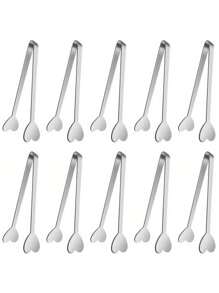 5pcs Stainless Steel Heart-Shaped Sugar Tongs, Kitchen Cooking Clamps, Candy & Dessert Clips, Party & Wedding Tableware