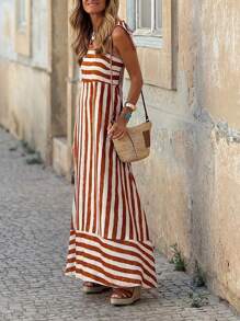 Vestido de verano estampado sin mangas con falda larga tipo A, ropa de mujer de verano, vestido para vacaciones, falda para salir