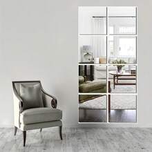 8pcs Set Frameless Acrylic Mirrors For Walls - 10x10in Full Length, Perfect For Home Decor, Workout & Makeup - Versatile Indoor Use Stickers Sticker Personalised Stickers - Silver - View 5