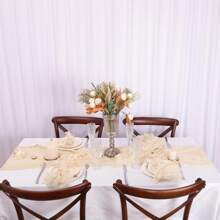 2 pièces l'ensemble : 1 nappe et 12 serviettes, tissu à fromage, style bohème campagnard, couleur crème, convient pour mariage, shower de mariée, jardin fête, rassemblement familial, anniversaire, décoration de la maison, événements festifs