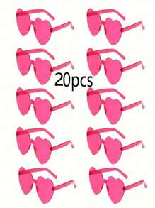 10pcs Heart Shaped Frameless Fashion Plastic Glasses, Suitable For Weddings, Parties, Valentine's Day, Photography Props, Unisex Decorative Eyewear For Holidays, Anniversaries, General Use - Fashionable Frameless Party Glasses, Suitable For Ladies, Red, Pink And Rose Red