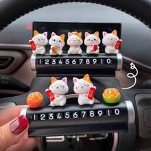4pcs Cute Lucky Cat Car Decor For Dashboard, Electric Bike, Office Desk, Interior Accessories
