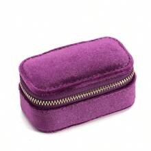 1pc Customized Velvet Jewelry Box With Gold Foil Printing, Elegant Bridesmaid/Birthday/Mother's Day/Valentine's Day Gift, Rectangular Design With Zipper Closure, Jewelry Storage Box